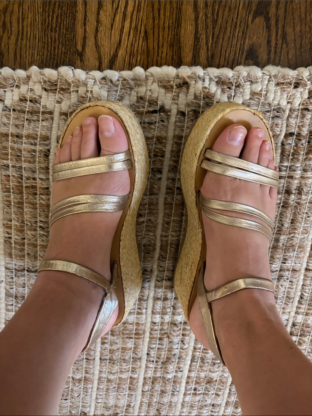 Steve Madden Women’s Metallic Gold Wedge Sandals